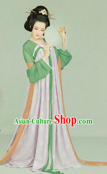 Chinese Ancient Palace Lady Hanfu Dress Traditional Tang Dynasty Imperial Consort Costume and Headpiece for Women