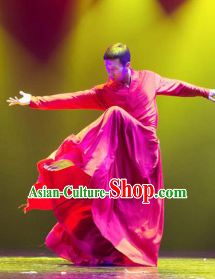 Traditional Chinese Classical Dance Costume China Martial Arts Dance Red Clothing for Men