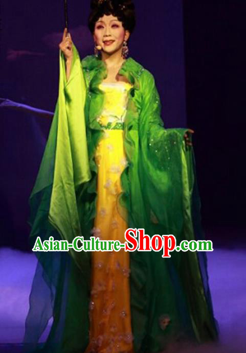 Traditional Chinese Beijing Opera Green Dress Ancient Imperial Consort Yang Historical Costume Complete Set