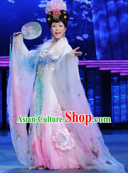 Traditional Chinese Tang Dynasty Imperial Consort Pink Embroidered Dress Ancient Imperial Concubine Historical Costume