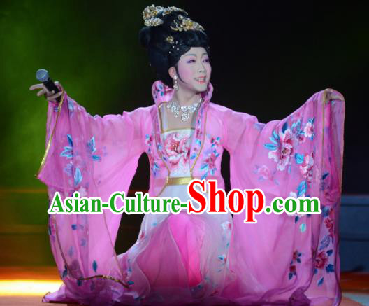 Traditional Chinese Ancient Tang Dynasty Imperial Concubine Pink Historical Costume Complete Set