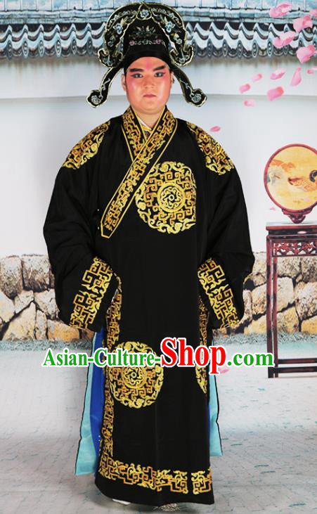 Chinese Traditional Beijing Opera Black Robe Peking Opera Niche Costume