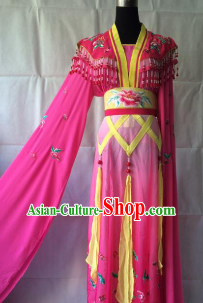 Traditional Chinese Beijing Opera Peri Costume Ancient Princess Rosy Hanfu Dress for Women