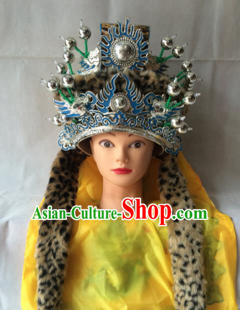 Asian Chinese Traditional Beijing Opera Helmet Headwear Ancient Prince Hat for Men