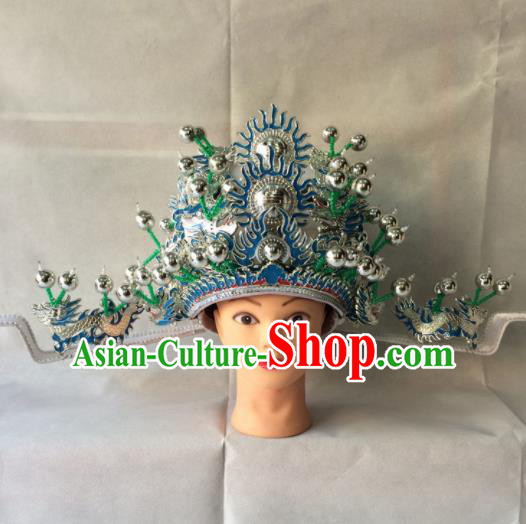 Asian Chinese Traditional Beijing Opera Helmet Headwear Ancient Senior Grand Tutor Hat for Men