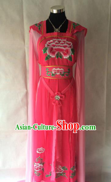 Traditional Chinese Beijing Opera Young Lady Costume Ancient Peri Court Miad Rosy Dress for Women