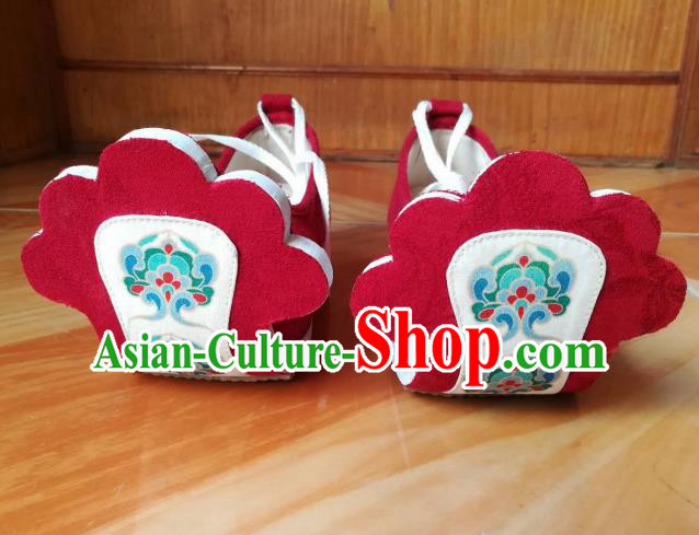 Asian Chinese Traditional Shoes Ancient Tang Dynasty Princess Red Shoes Hanfu Shoes for Women