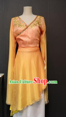 Asian Chinese Traditional Classical Dance Costume Umbrella Dance Orange Dress for Women