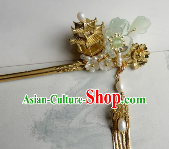 Chinese Ancient Palace Hair Accessories Qing Dynasty Queen Golden Hairpins for Women