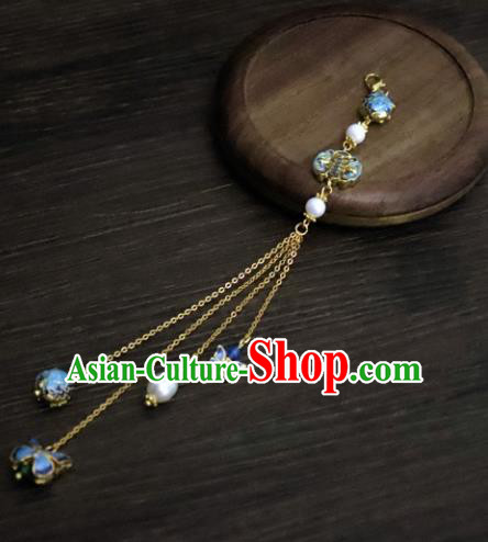 Chinese Ancient Qing Dynasty Princess Jewelry Accessories Traditional Classical Brooch Tassel Pendant for Women