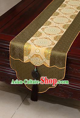 Chinese Traditional Pattern Olive Green Brocade Table Flag Classical Satin Household Ornament Table Cover