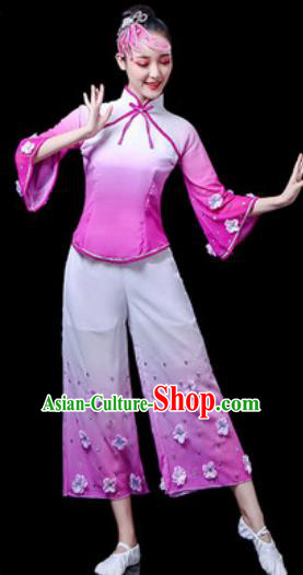 Traditional Chinese Yangko Dance Stage Performance Costume Folk Dance Lilac Clothing for Women
