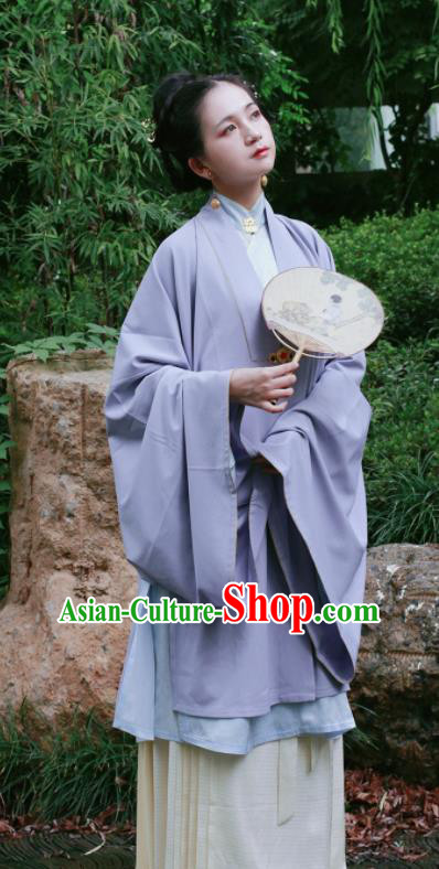 Chinese Ancient Young Mistress Purple Hanfu Dress Traditional Ming Dynasty Imperial Consort Historical Costume for Women