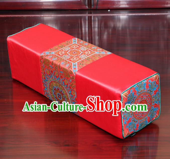Chinese Traditional Household Accessories Classical Pattern Red Brocade Pillow Armrest Pillow