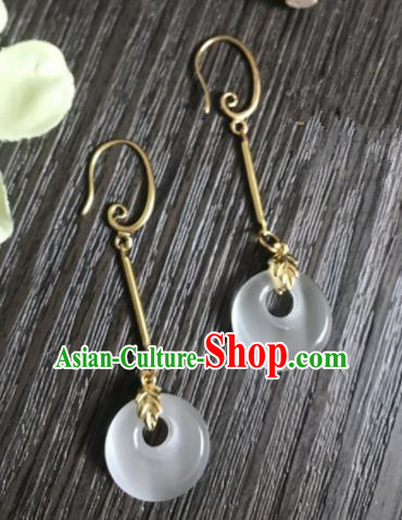Chinese Ancient Classical Jewelry Accessories Traditional Hanfu Opal Earrings for Women