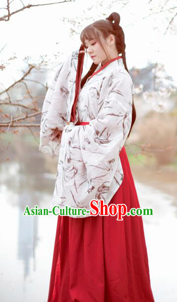 Traditional Chinese Ancient Hanfu Dress Jin Dynasty Aristocratic Lady Historical Costume for Women
