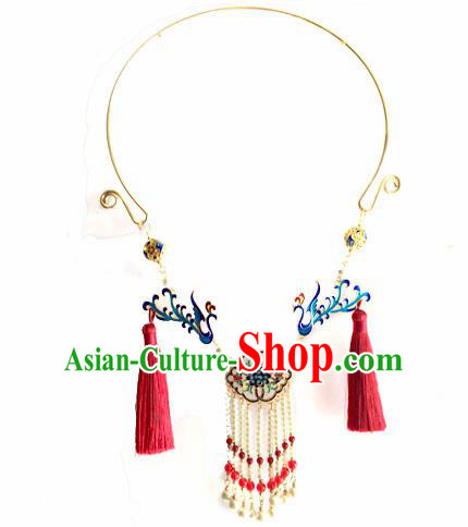 Chinese Ancient Hanfu Jewelry Accessories Traditional Blueing Phoenix Necklace for Women