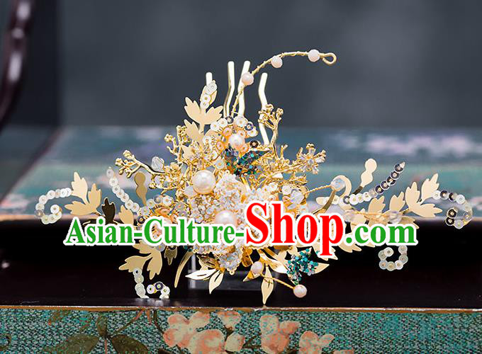 Chinese Ancient Hanfu Hair Accessories Traditional Wedding Tassel Step Shake Hair Comb Hairpins for Women