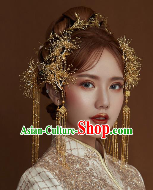 Chinese Ancient Palace Hair Accessories Traditional Wedding Hanfu Hairpins Tassel Step Shake for Women