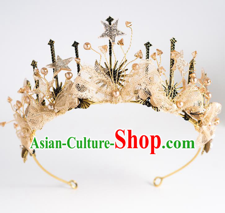 Handmade Wedding Bride Hair Accessories Baroque Golden Royal Crown for Women