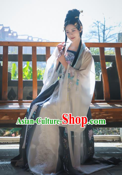 Traditional Chinese Tang Dynasty Replica Costumes Ancient Imperial Consort Embroidered Hanfu Dress for Women
