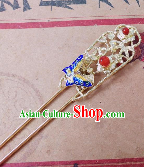Chinese Ancient Queen Hair Accessories Traditional Hanfu Blueing Butterfly Hairpins for Women