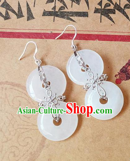 Chinese Ancient Princess Jewelry Accessories Traditional Palace Hanfu Jade Earrings for Women