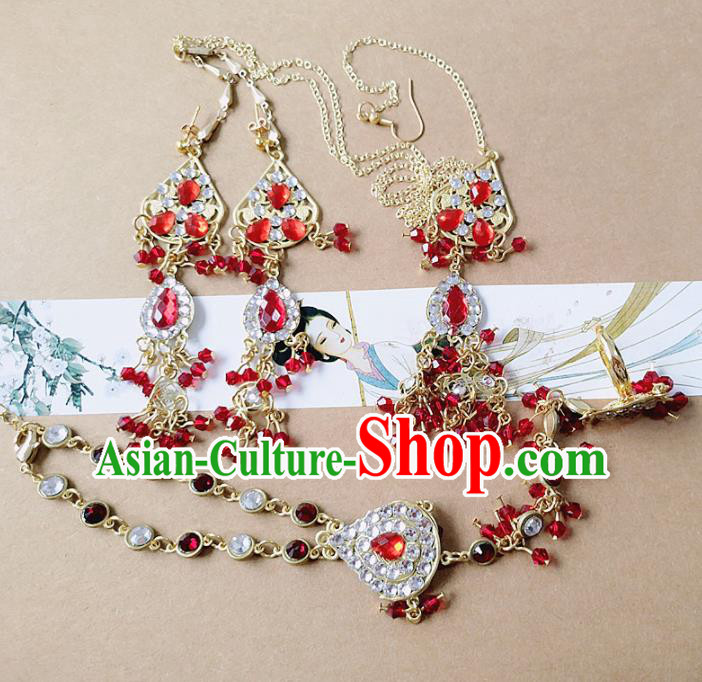 Chinese Ancient Princess Jewelry Accessories Traditional Hanfu Hair Clasp and Earrings for Women