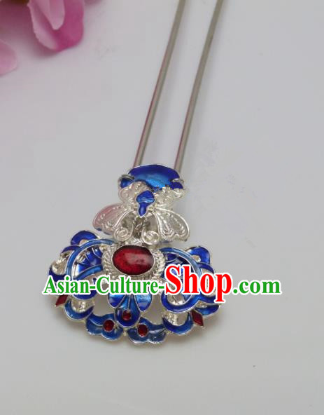 Chinese Ancient Qing Dynasty Queen Hair Accessories Traditional Palace Blueing Hairpins for Women