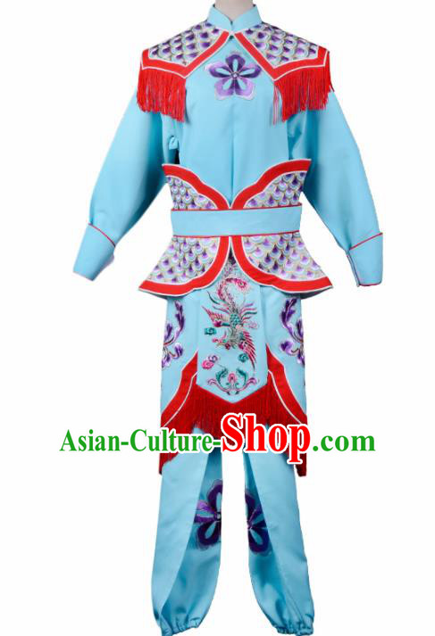 Professional Chinese Traditional Beijing Opera Costume Peking Opera Swordswomen Blue Clothing for Adults