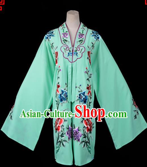 Professional Chinese Traditional Beijing Opera Princess Costume Embroidered Green Dress for Adults