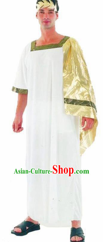 Traditional Greece Costume Ancient Greek Prince White Clothing for Men