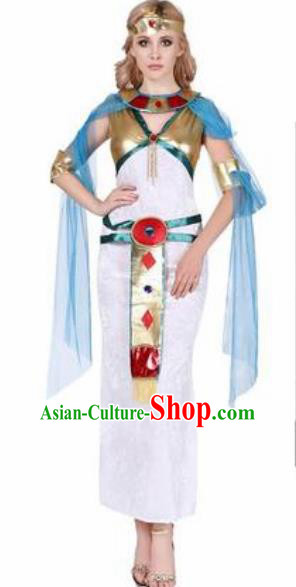 Traditional Egypt Empress Costume Ancient Egypt Queen White Dress with Cloak for Women