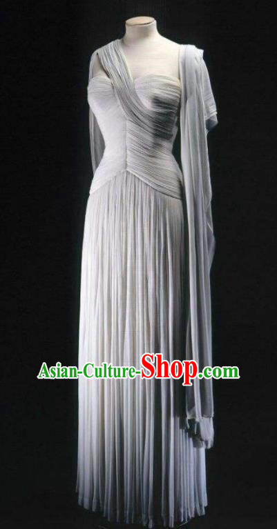 Traditional Greek Goddess Costume Ancient Greek Queen Grey Dress for Women