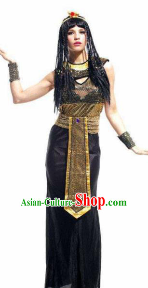 Traditional Egypt Stage Performance Costume Ancient Egypt Black Dress for Women