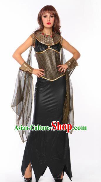 Traditional Greek Peplos Stage Performance Costume Ancient Greek Goddess Black Dress for Women
