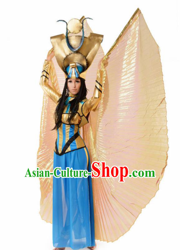 Traditional Egypt Priestess Costume Ancient Egypt Dance Blue Dress for Women