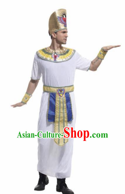 Traditional Egypt Pharaoh Costume Ancient Egypt Presbyter Warrior White Clothing for Men