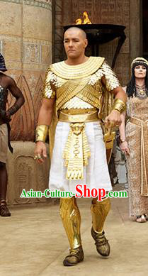 Traditional Egypt Presbyter Costume Ancient Egypt King Golden Clothing for Men