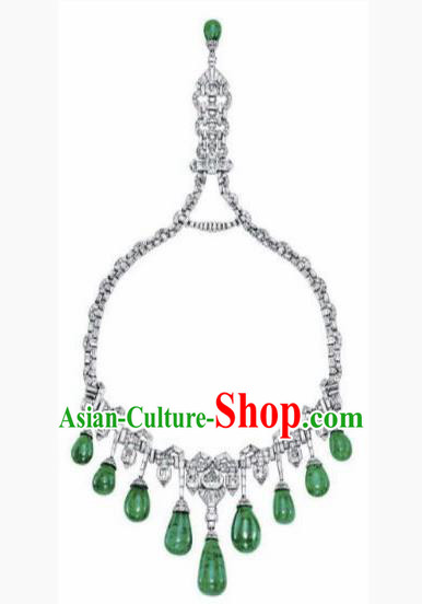 Traditional Egyptian Queen Jewelry Accessories Ancient Egypt Palace Green Gem Necklace for Women