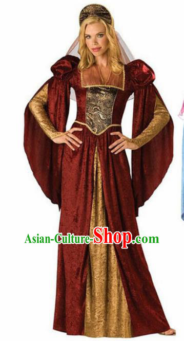 Traditional Egypt Queen Costume Ancient Egyptian Priestess Red Dress for Women