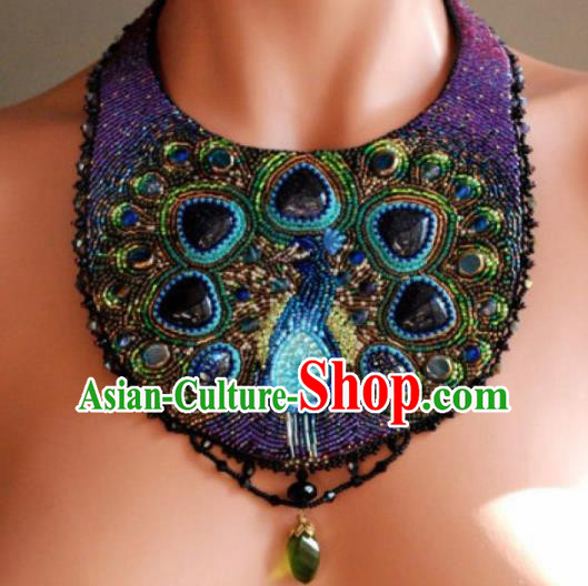 Traditional Egyptian Jewelry Accessories Ancient Egypt Peacock Purple Necklace for Women