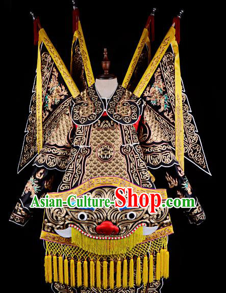 Professional Chinese Beijing Opera Takefu General Black Costume for Adults