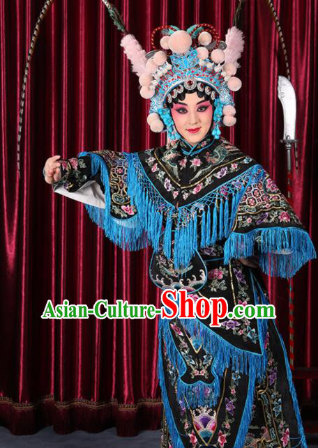 Professional Chinese Traditional Beijing Opera Magic Warriors Black Costume for Adults
