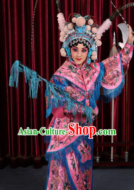 Professional Chinese Traditional Beijing Opera Magic Warriors Pink Costume for Adults