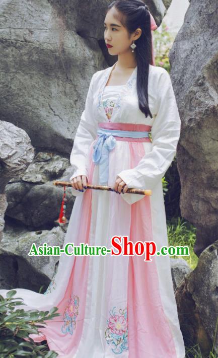 Chinese Ancient Peri Hanfu Dress Tang Dynasty Young Lady Traditional Historical Costume for Women