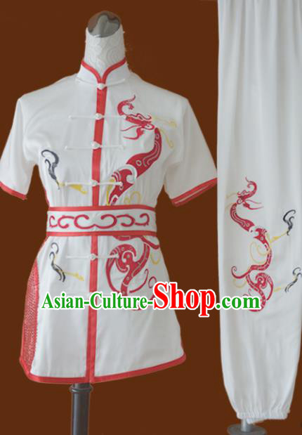 Chinese Traditional Tai Chi Uniform Kung Fu Group Competition Embroidered Dragon Costume for Women