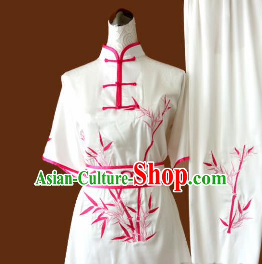 Chinese Traditional Tai Chi Uniform Kung Fu Group Competition Embroidered Bamboo Costume for Women