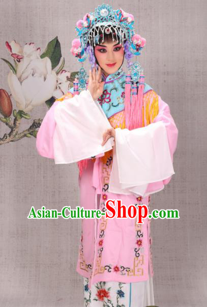 Professional Chinese Traditional Beijing Opera Costume Ancient Court Maid Pink Dress for Adults