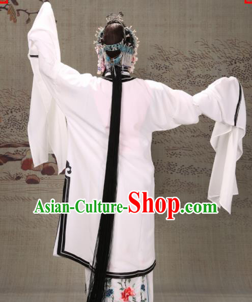 Professional Chinese Traditional Beijing Opera Actress Costume Ancient White Water Sleeve Dress for Adults